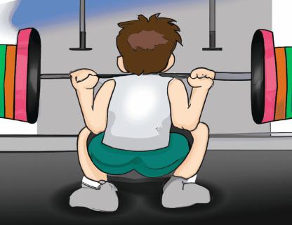 Cartoon d'un back squat