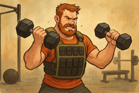 Homme avec gilet lesté