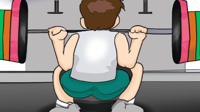 Cartoon d'un back squat
