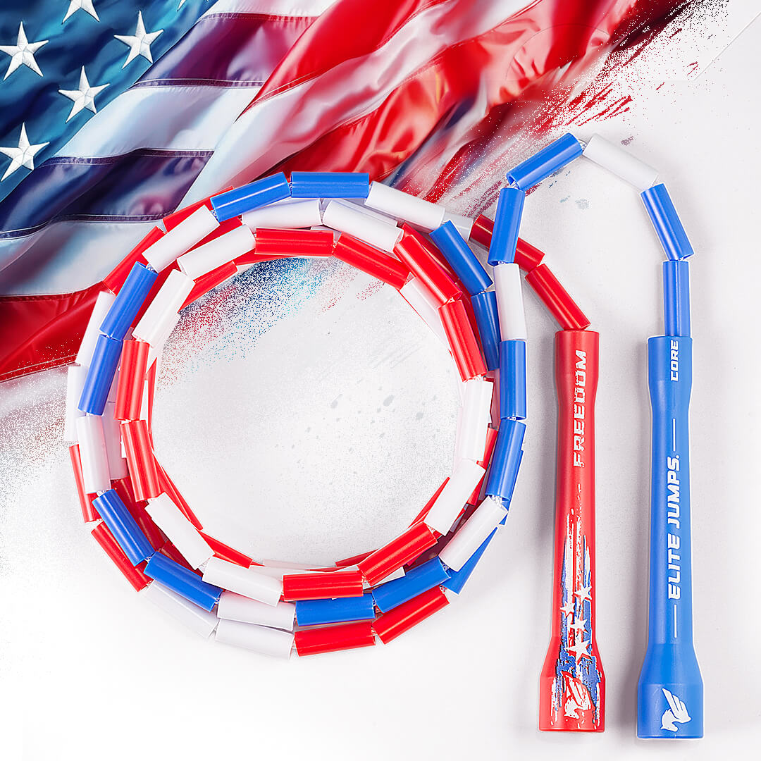 Elite Jumps Freedom USA beaded rope with red, white and blue beads