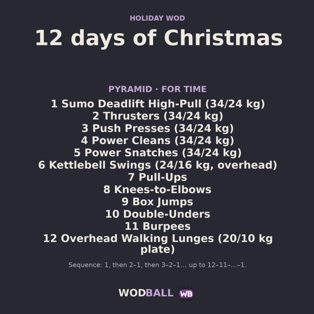 12 days of Christmas workout programme in English.