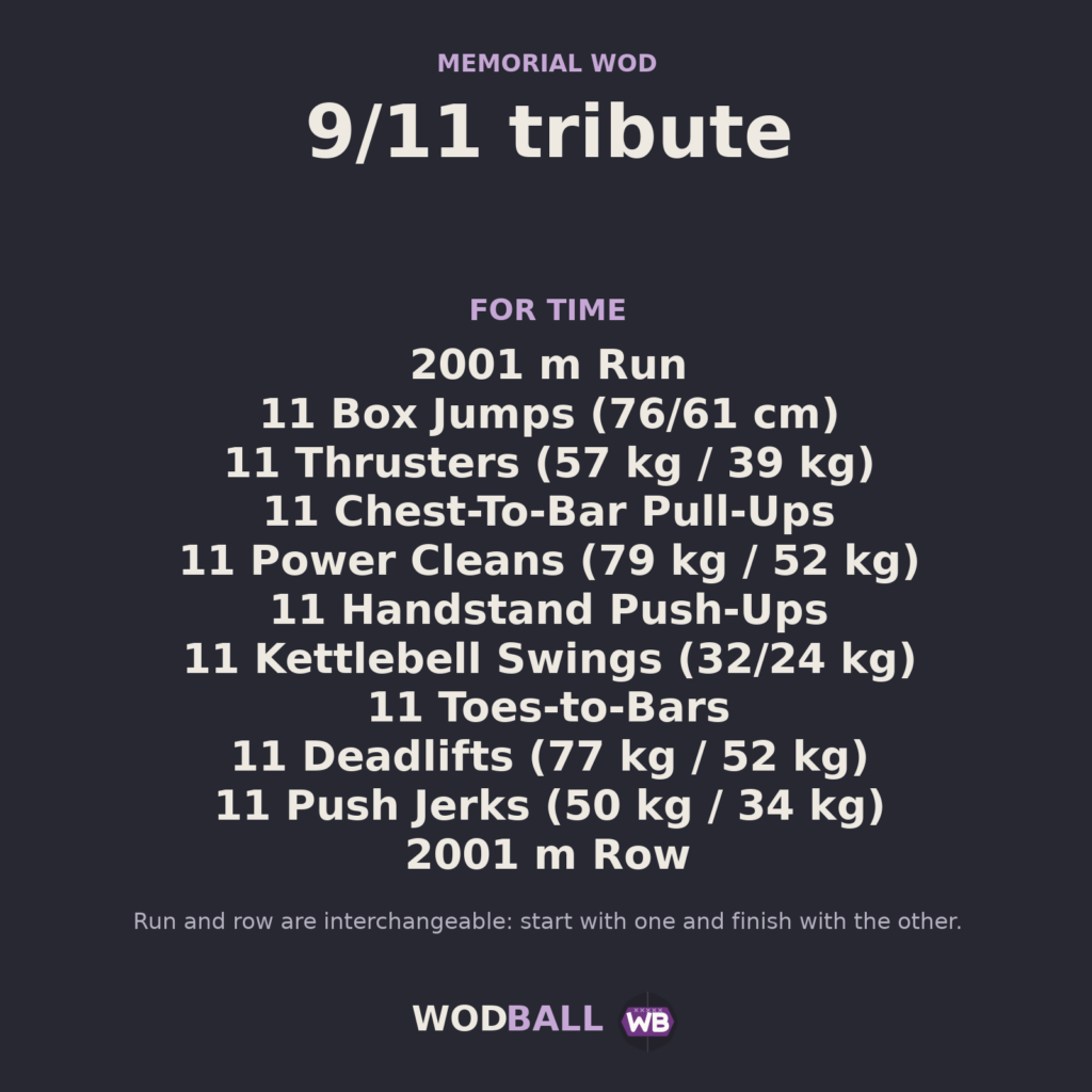 9/11 tribute — programme du WOD
