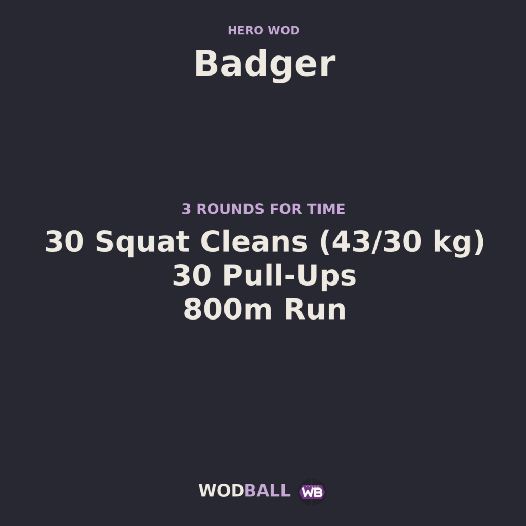 Badger workout programme in English.