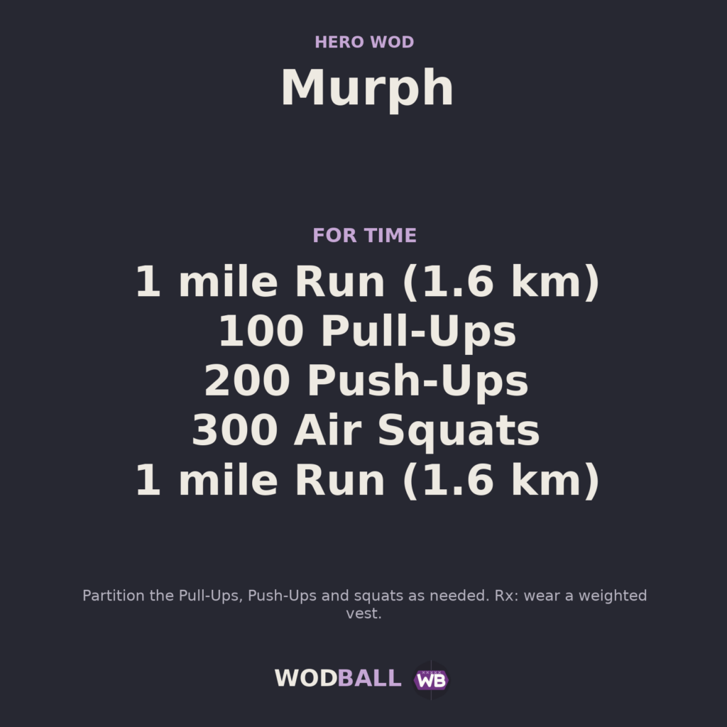Murph workout programme in English.
