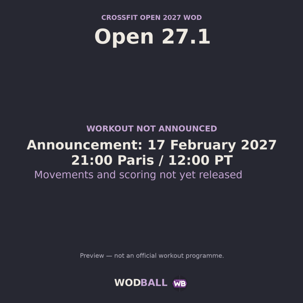 Open 27.1 — programme du WOD