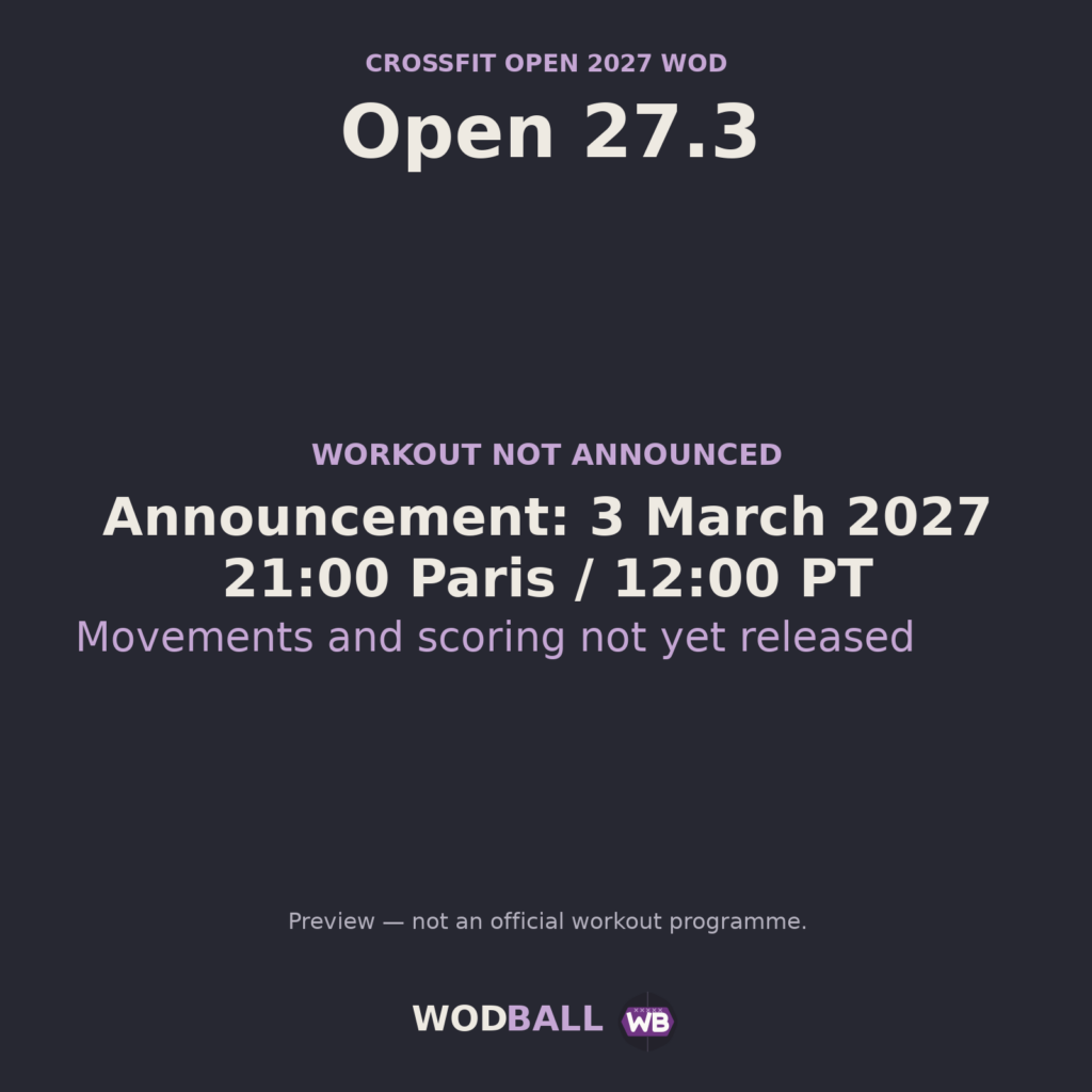 Open 27.3 — programme du WOD