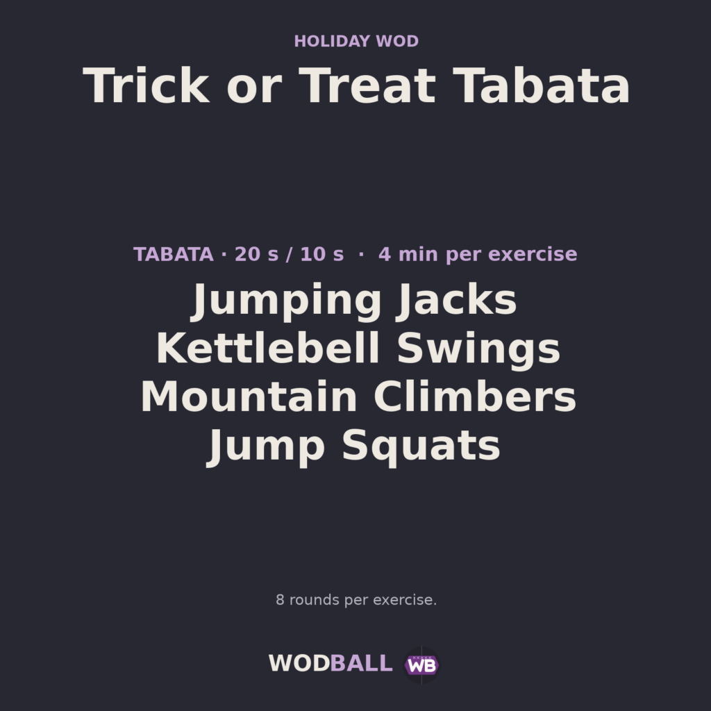 Trick or Treat Tabata workout programme in English.